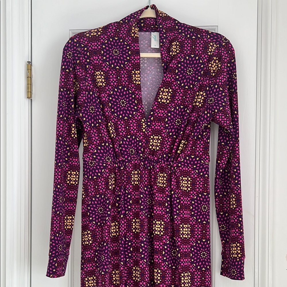 A-Line FLATTERING Purple Patterned Maxi Dress